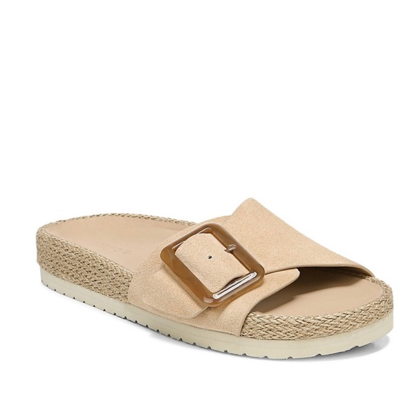 Grant Suede Buckle Espadrille Platform Slides - Picture 1 of 6